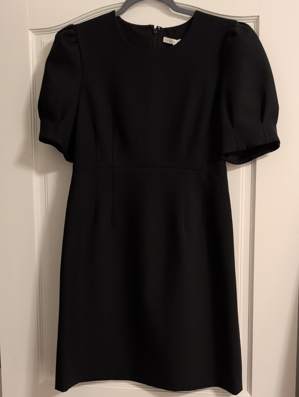 Veronica Beard Black Mini Dress with Puff Sleeves
